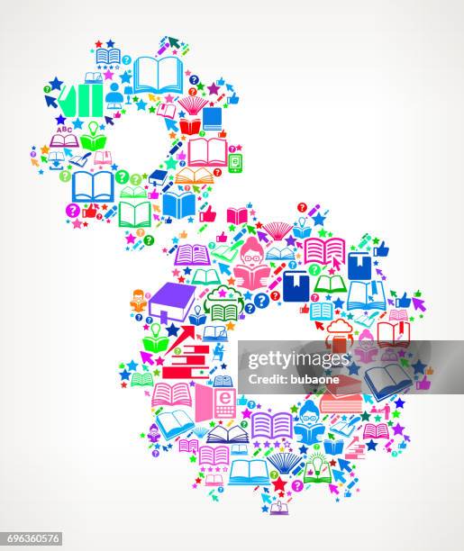 gear reading books and education vector icon background - book launch background stock illustrations