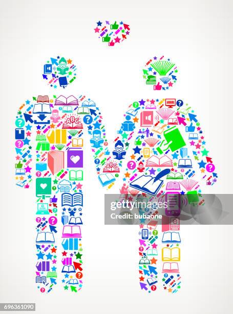 couple reading books and education vector icon background - romance book covers stock illustrations
