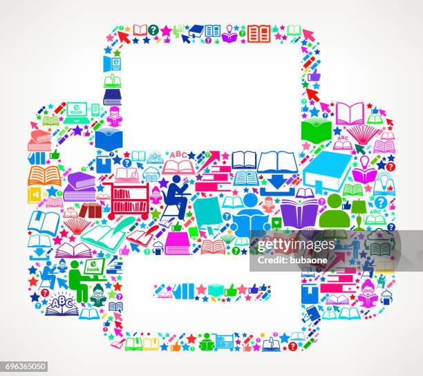 printer reading books and education vector icon background - library card vector stock illustrations