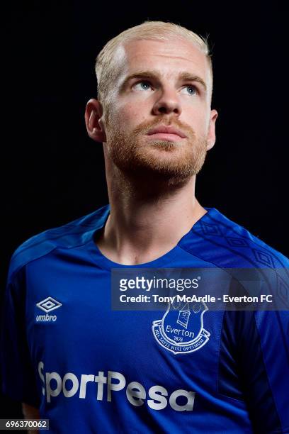 New Everton signing Davy Klaassen poses for a photo at USM Finch Farm on June 15, 2017 in Halewood, England.