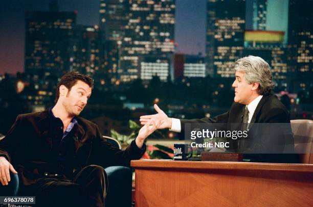 Pictured: Michael T. Weiss during an interview with Jay Leno on January 7, 1998 --