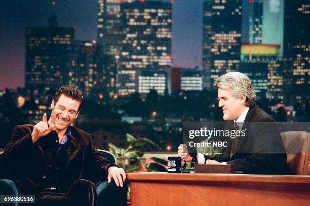 Pictured: Michael T. Weiss during an interview with Jay Leno on January 7, 1998 --