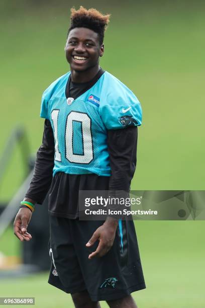 Rookie Carolina Panthers wide receiver Curtis Samuel during the Carolina Panthers Mini Camp held on June 15, 2017 held at Carolina Panthers Training...