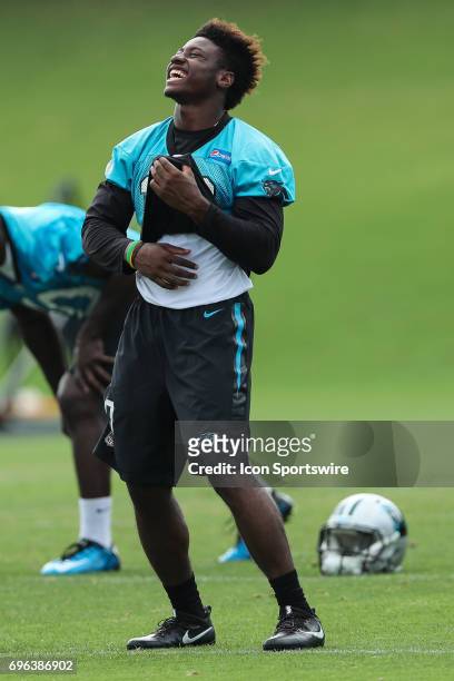 Rookie Carolina Panthers wide receiver Curtis Samuel during the Carolina Panthers Mini Camp held on June 15, 2017 held at Carolina Panthers Training...