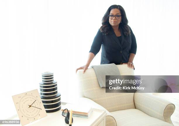 American media proprietor, talk show host, actress, producer, and philanthropist Oprah Winfrey is photographed for Los Angeles Times on April 28,...