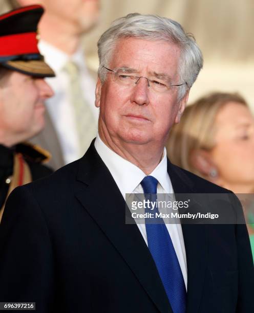 Secretary of State for Defence Sir Michael Fallon attends The Household Division's Beating Retreat at Horse Guards Parade on June 15, 2017 in London,...