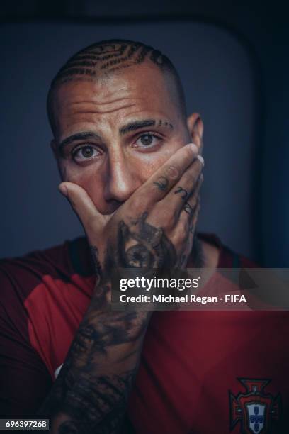 Ricardo Quaresma poses for a picture during the Portugal team portrait session on June 15, 2017 in Kazan, Russia.