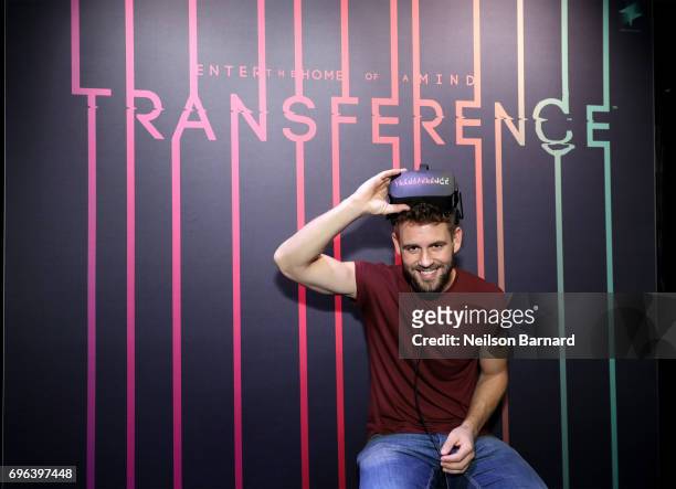 Personality Nick Viall plays Transference during E3 2017 at Los Angeles Convention Center on June 15, 2017 in Los Angeles, California.