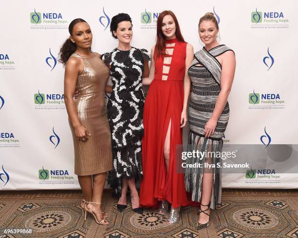 Janet Mock, Jaimie Alexander, Jasmine Poulton, and Iskra Lawrence attend the 15th Annual Benefit Gala, "An Evening Unmasking Eating Disorders