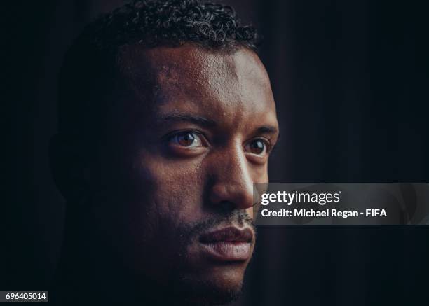 Nani poses for a picture during the Portugal team portrait session on June 15, 2017 in Kazan, Russia.