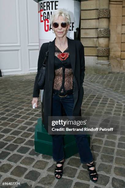 Actress Tonie Marshall attends the Jean-Paul Gaultier "Scandal" Fragrance Launch at Hotel de Behague on June 15, 2017 in Paris, France