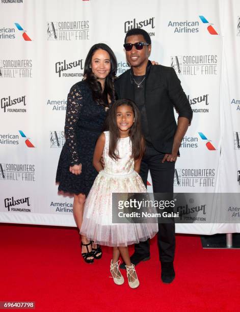 Nicole Pantenburg, Peyton Edmonds and Kenneth 'Babyface' Edmonds attend the 48th Annual Songwriters Hall Of Fame Induction and Awards Gala at New...