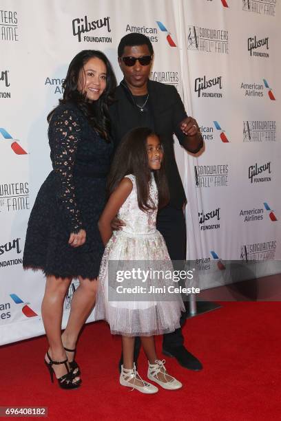 Nicole Patenburg, Babyface and Peyton Nicole Edmonds attends the Songwriters Hall Of Fame 48th Annual Induction And Awards at New York Marriott...