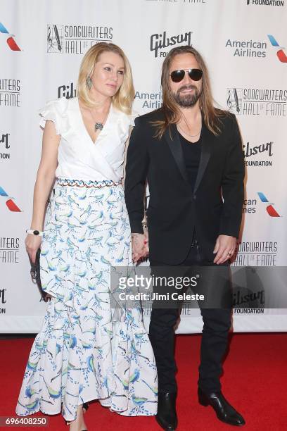 Jenny Petersson and Max Martin attends the Songwriters Hall Of Fame 48th Annual Induction And Awards at New York Marriott Marquis Hotel on June 15,...