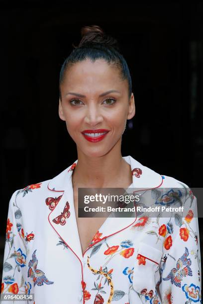 Model Noemie Lenoir attends the Jean-Paul Gaultier "Scandal" Fragrance Launch at Hotel de Behague on June 15, 2017 in Paris, France