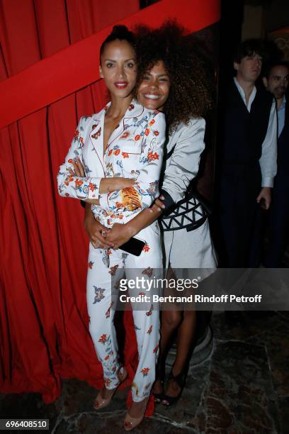 Models Noemie Lenoir and her daughter Tina Kunakey attend the Jean-Paul Gaultier "Scandal" Fragrance Launch at Hotel de Behague on June 15, 2017 in...