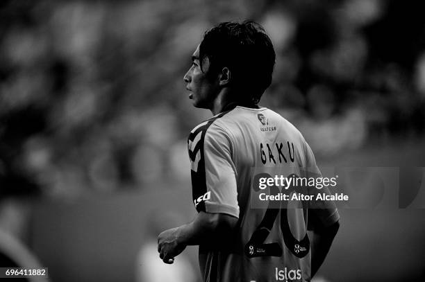 Gaku Shibasaki of CD Tenerife looks on during La Liga Segunda Division between Cadiz CF and CD Tenerife at Estacio Ramon de Carranza on June 15, 2017...