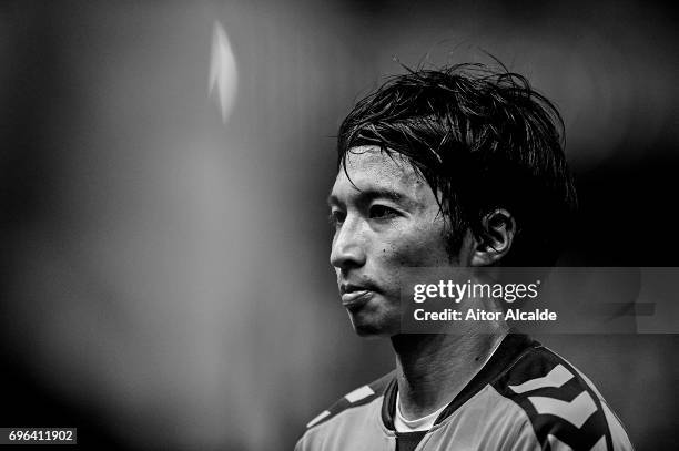 Gaku Shibasaki of CD Tenerife looks on during La Liga Segunda Division between Cadiz CF and CD Tenerife at Estacio Ramon de Carranza on June 15, 2017...