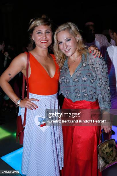 Humorist Berengere Krief and actress Marilou Berry attend the Jean-Paul Gaultier "Scandal" Fragrance Launch at Hotel de Behague on June 15, 2017 in...