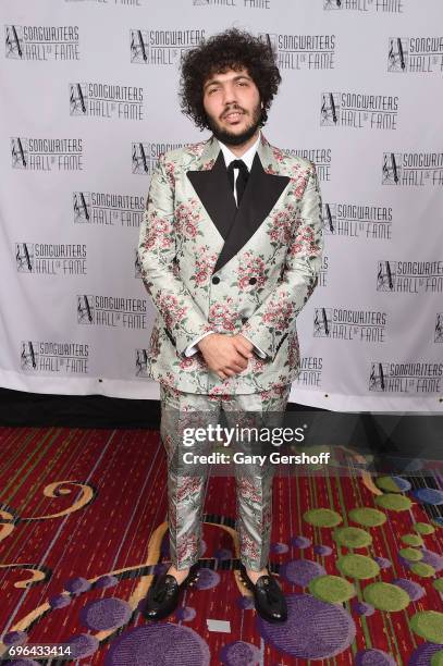 Benny Blanco poses backstage at the Songwriters Hall Of Fame 48th Annual Induction and Awards at New York Marriott Marquis Hotel on June 15, 2017 in...