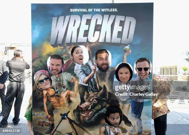 Actors Jessica Lowe, Zach Cregger, Brooke Dillman, Brian Sacca, Ally Maki and Will Greenberg Actor Asif Ali at the "Wrecked" Press Influencer Event...
