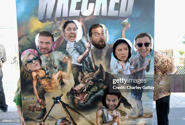 Actors Jessica Lowe, Zach Cregger, Brooke Dillman, Brian Sacca, Ally Maki and Will Greenberg Actor Asif Ali at the "Wrecked" Press Influencer Event...