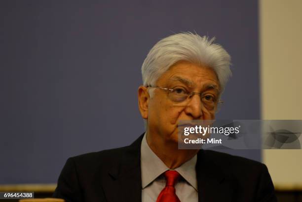 Azim Premji, Chairman of Wipro, addresses press conference on Wipro Quarter 1 results at Wipros Head office in Bangalore.