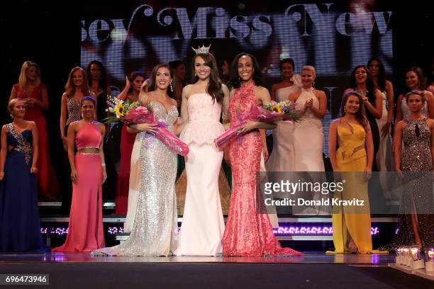 Amanda Rae Ross, Miss Seashore Line, Brenna Weick, Miss New Jersey 2016 and Krystle Tomlinson, Miss Coastal Shores winners of the " Swimsuit and...