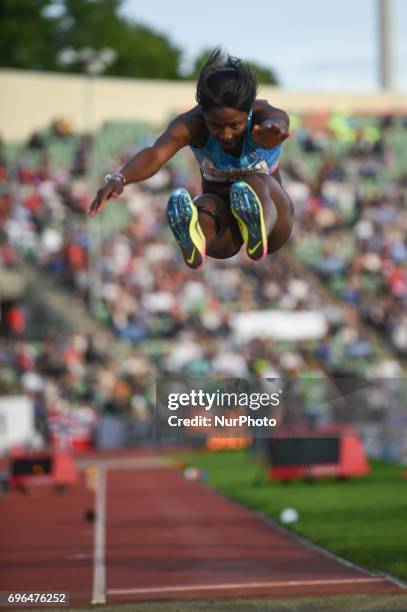 Khaddi Sagnia compete in the during the Oslo - IAAF Diamond League 2017 at the Bislett Stadium on June 15, 2017 in Oslo, Norway.