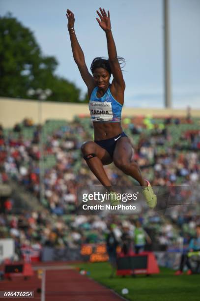 Khaddi Sagnia compete in the during the Oslo - IAAF Diamond League 2017 at the Bislett Stadium on June 15, 2017 in Oslo, Norway.