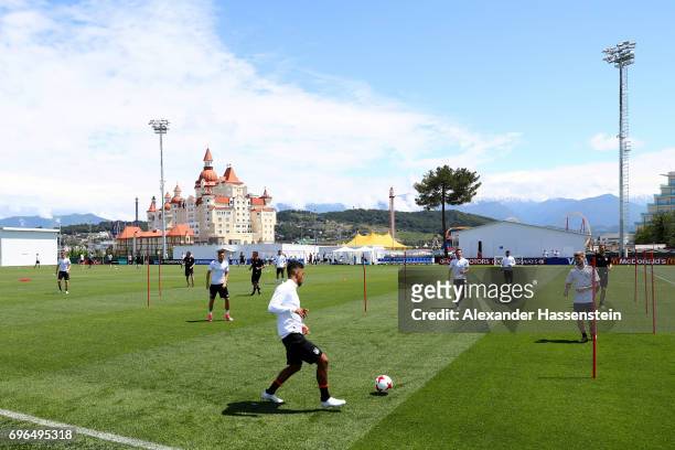 General view durung a team Germany training session at Park Arena training ground on June 16, 2017 in Sochi, Russia.