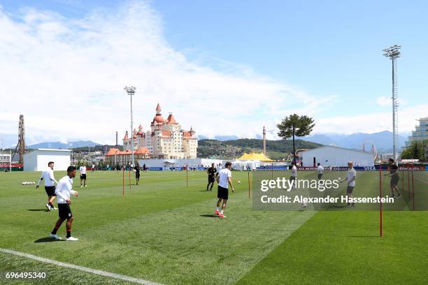 General view durung a team Germany training session at Park Arena training ground on June 16, 2017 in Sochi, Russia.