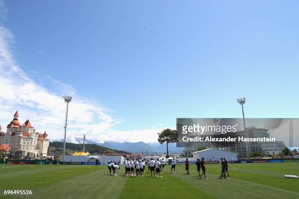 General view durung a team Germany training session at Park Arena training ground on June 16, 2017 in Sochi, Russia.