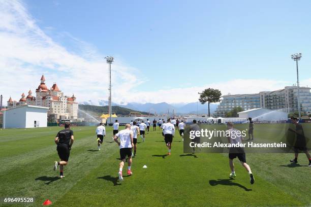 General view durung a team Germany training session at Park Arena training ground on June 16, 2017 in Sochi, Russia.