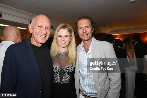 Dominique Bergin, Julie Jardon and Nicolas Mereau attend 'Je Voulais Te Dire' Screening Cocktail at Cinema Club13 on June15, 2017 in Paris, France.