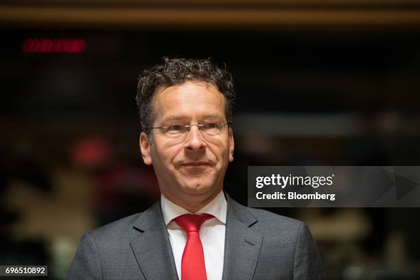 Jeroen Dijsselbloem, Dutch finance minister and head of the group of euro-area finance ministers, arrives for roundtable talks at an Ecofin meeting...