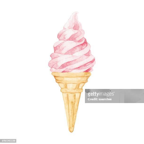stockillustraties, clipart, cartoons en iconen met aquarel ijsje - ice cream cone