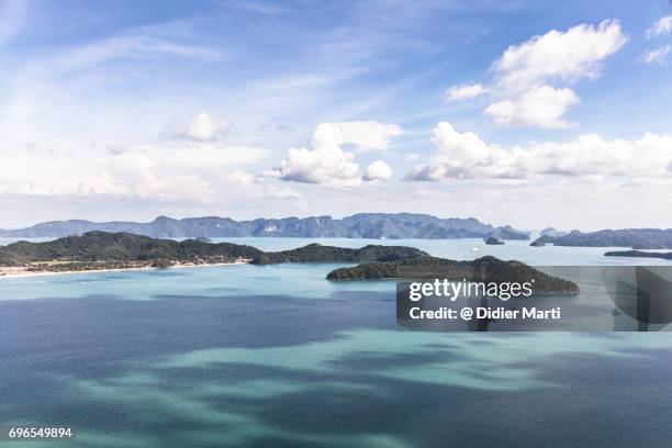 aerial view of the langkawi archipelago in malaysia - pulau langkawi stock pictures, royalty-free photos & images