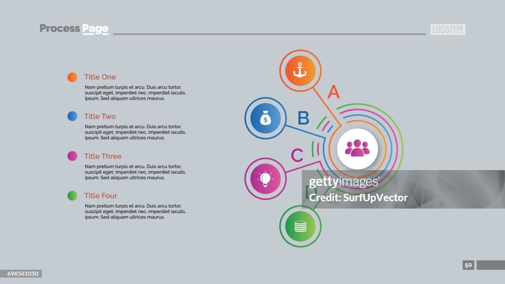 Process Four Point Icon Four Points Process Chart Slide Template High-Res Vector Graphic ...