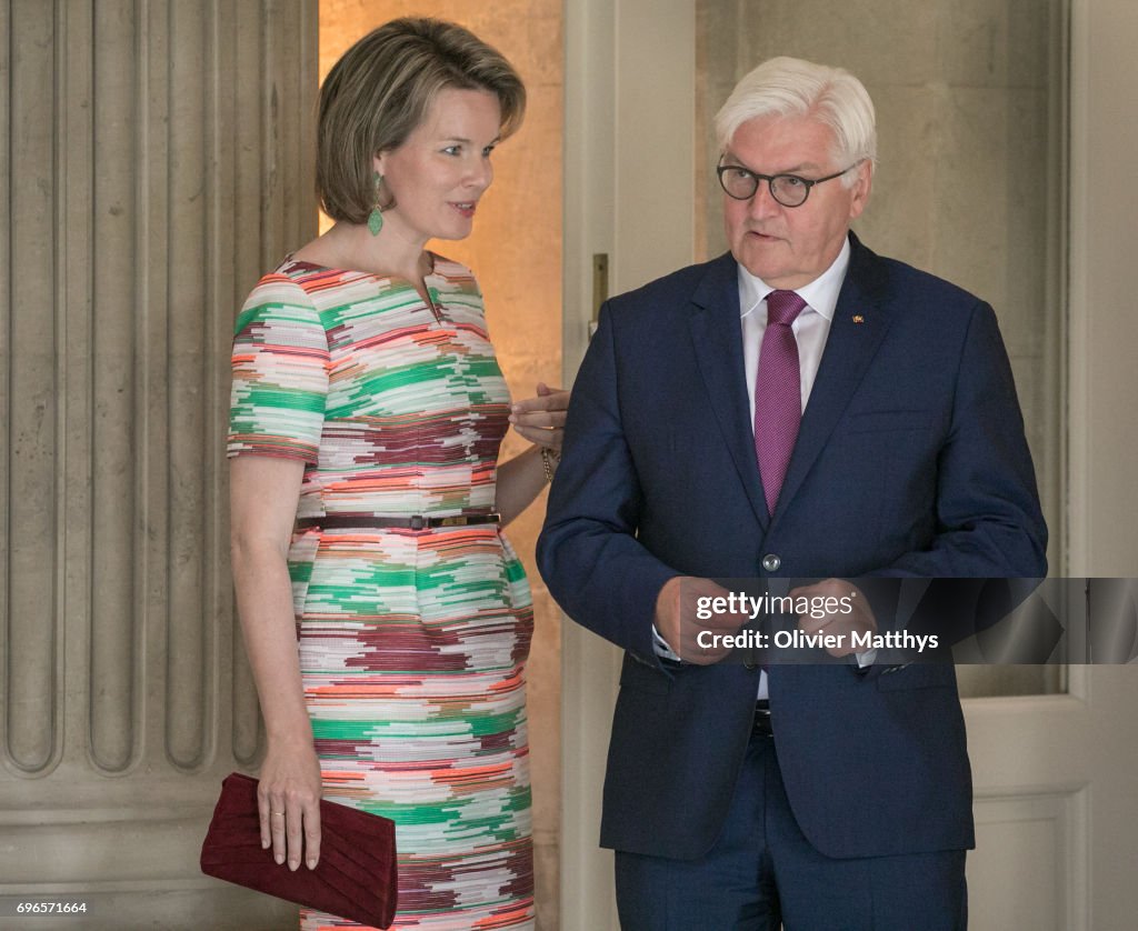 King Philippe Of Belgium And Queen Mathilde Of Belgium Invite German President Frank-Walter Steinmeier At Laeken Castle