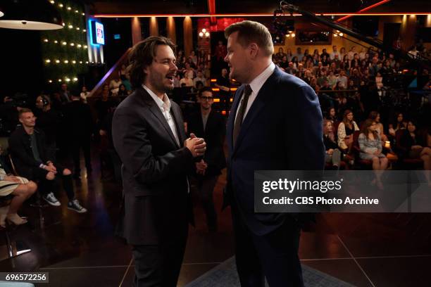 Edgar Wright chats with James Corden during "The Late Late Show with James Corden," Wednesday, June 14, 2017 On The CBS Television Network.