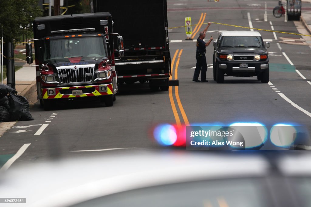 Investigation Continues At Site Of Congressional Baseball Shooting Incident