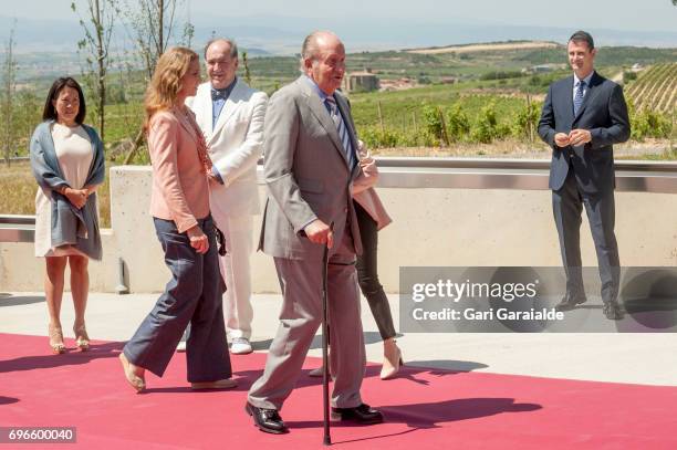 Pablo Alvarez Mezquiriz, King Juan Carlos and princess Elena of Spain attend Macan Winery inauguration on June 16, 2017 in Alava, Spain.
