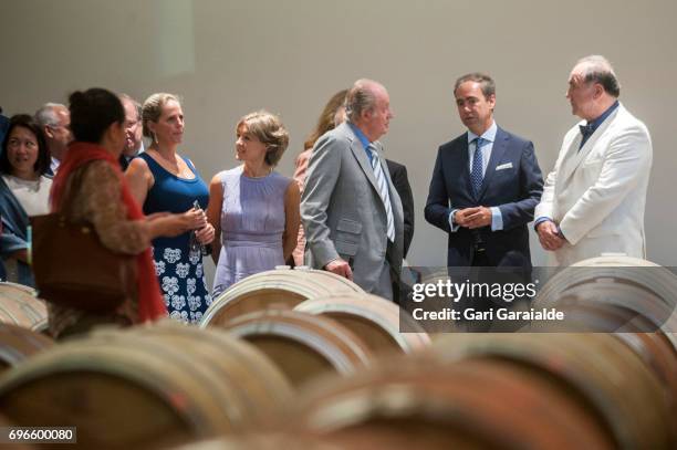 Winery owner Pablo Alvarez Mezquiriz , King Juan Carlos , Spain's Agriculture Minister Isabel Garcia Tejerina and Ariane Rothschild attend Macan...