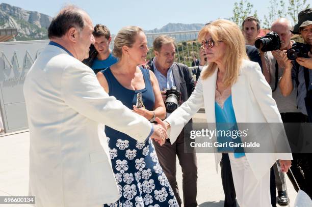 Winery owners Ariane de Rothschild and Pablo Alvarez Mezquiriz , and Baroness Carmen Thyssen Bornemisza attend Macan Winery inauguration on June 16,...