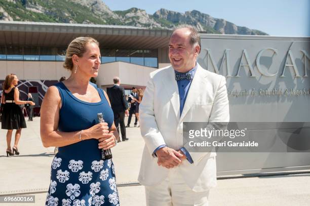 Winery owners Ariane de Rothschild and Pablo Alvarez Mezquiriz attend Macan Winery inauguration on June 16, 2017 in Alava, Spain.