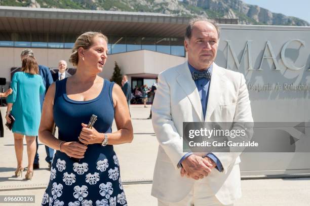 Winery owners Ariane de Rothschild and Pablo Alvarez Mezquiriz attend Macan Winery inauguration on June 16, 2017 in Alava, Spain.