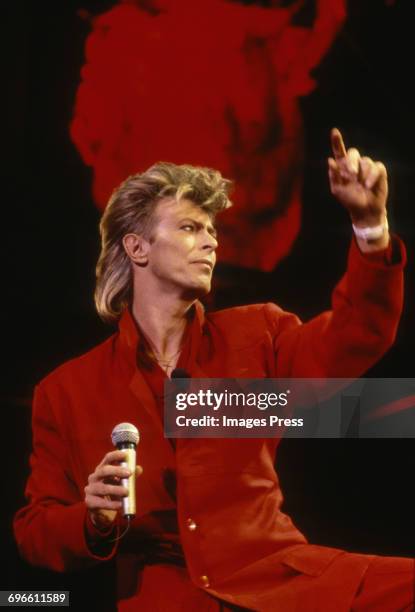David Bowie in concert circa 1987 in New York City.