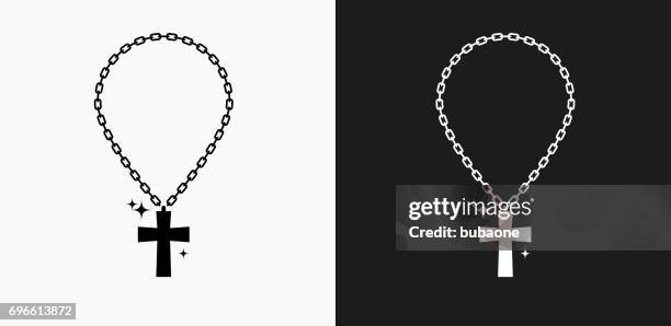 cross chain icon on black and white vector backgrounds - chain stock illustrations