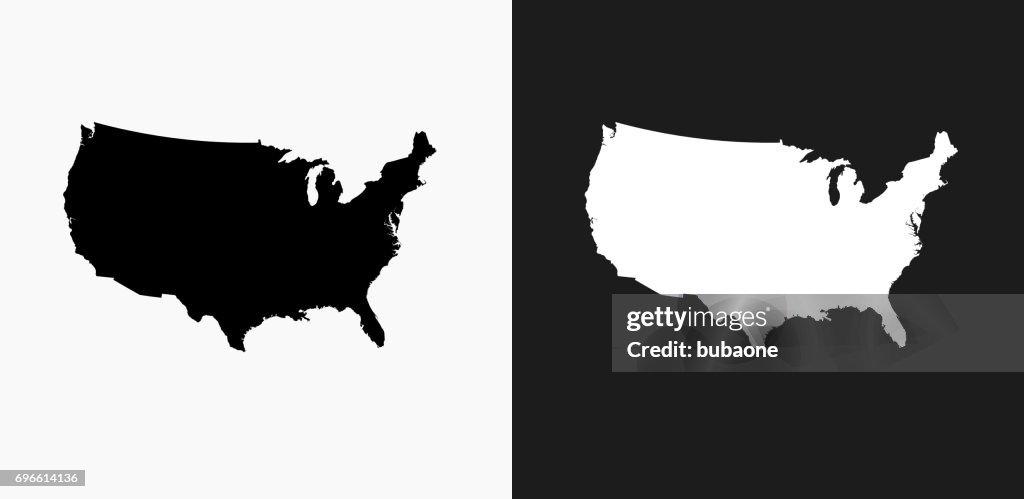 Ícone do mapa dos Estados Unidos em preto e branco Vector Backgrounds